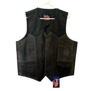 USA Leather Black Mens Vest Size XL
